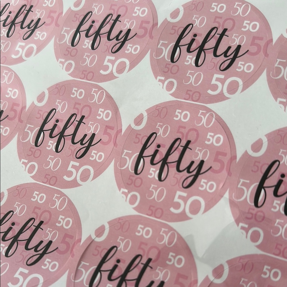 Pink 'Fifty' Stickers Sheet
